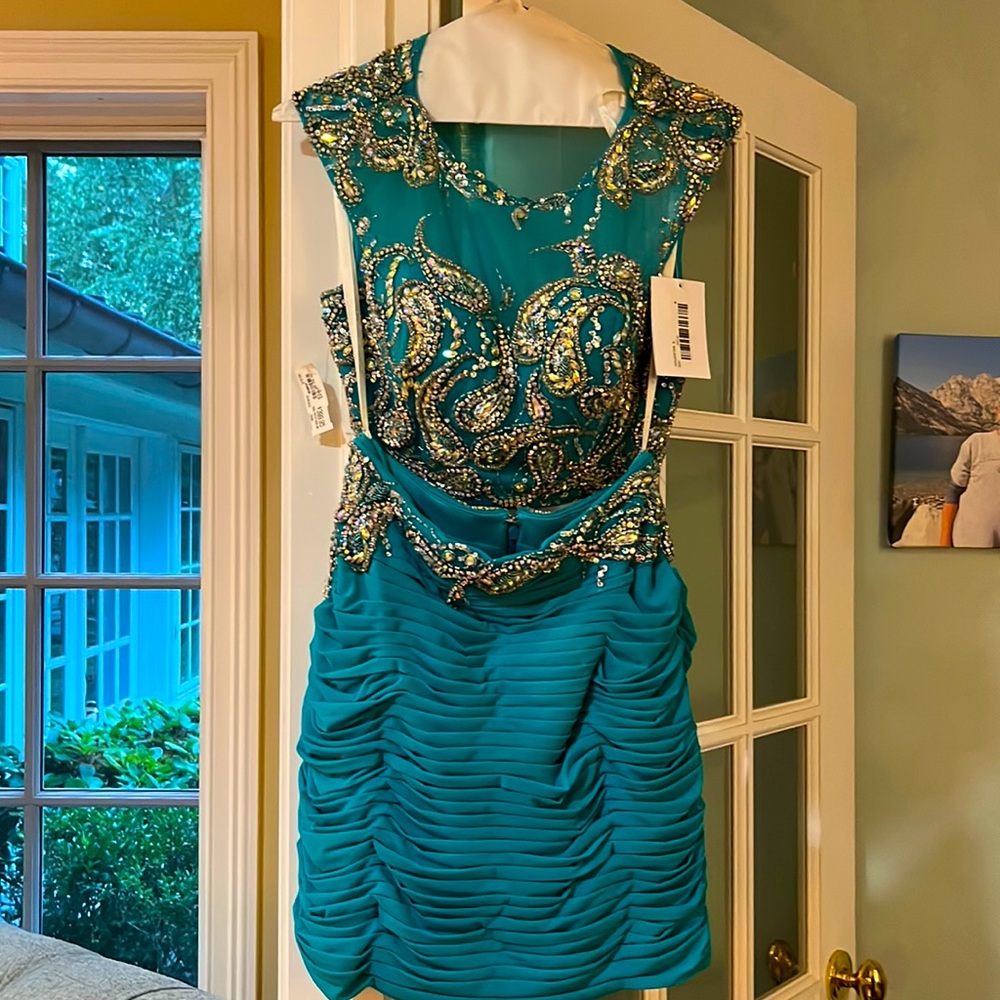 Jovani 2 Piece Aqua Set. Size 6.